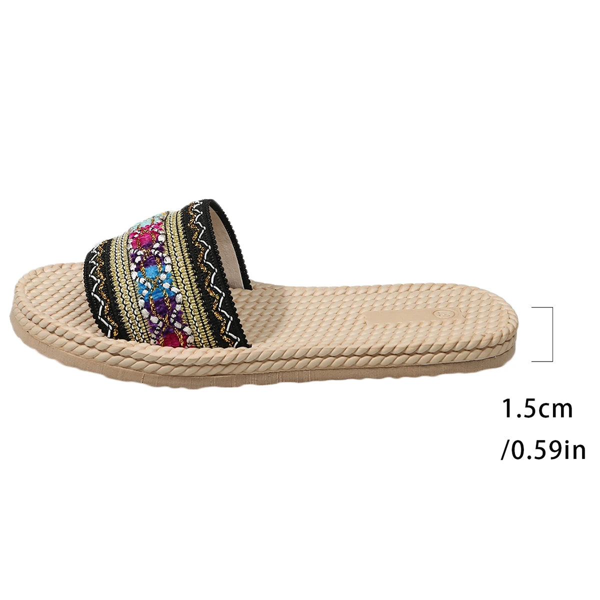 2026 New Summer Women Slippers Beach Fashion Sandals Ethnic Style Round Toe Casual Comfortable Flat Slippers Women Big Size 43 by DERILUJA LLC