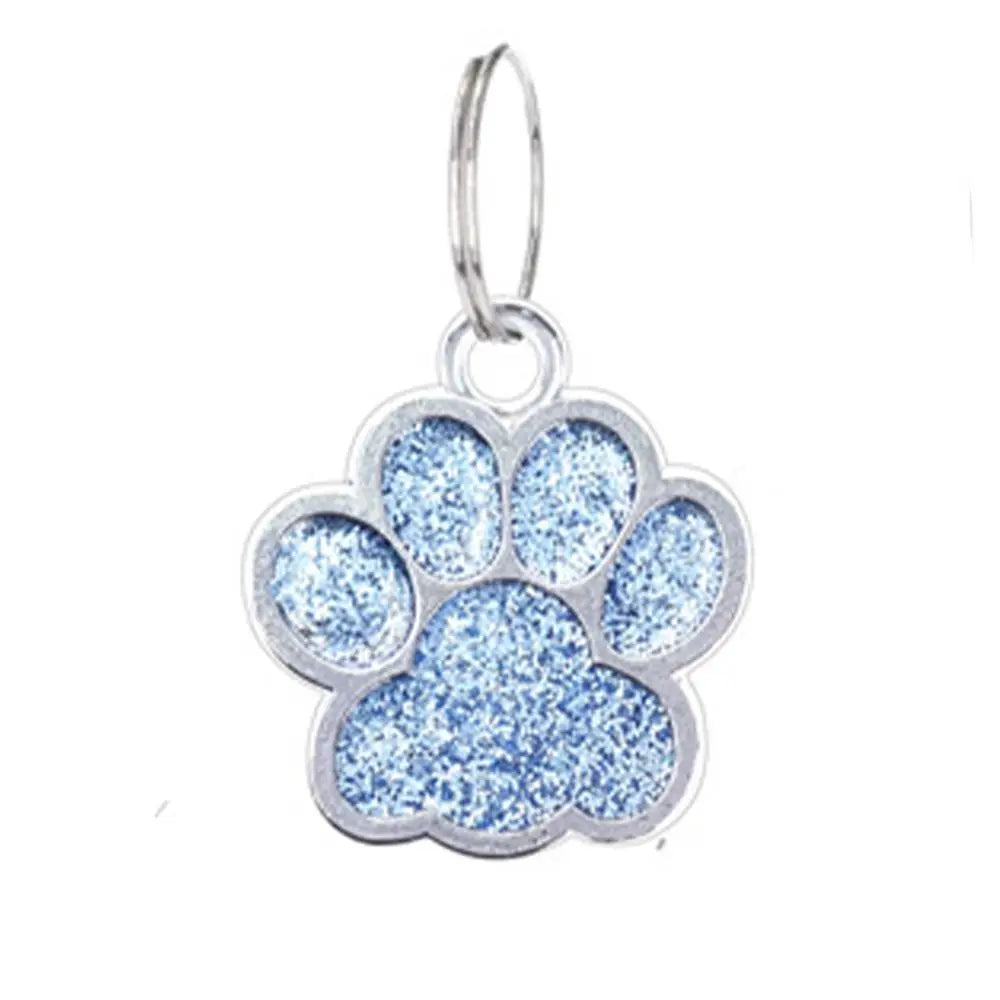 Cat Dog Paw Print Dog Cat Tags Personalized Anti-Lost Pet Glitter Pendant with Hook Exquisite Pet Collar Tag Pendant Puppy by DERILUJA LLC