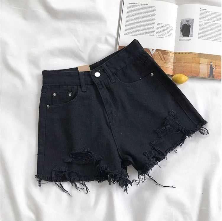 Fashion Casual Tassel Ripped Shorts Women 2026 Summer High Waist Denim Jeans Y2K Hot Pants Streetwear Korean Blue Cowboy Shorts by DERILUJA LLC