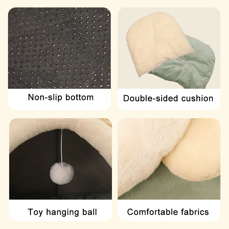 Deep Sleep Cat Bed Cartoon Pet Bed Foldable Removable Washable Pet Sleeping Bed for Small Dog Mat Bag Cave Cats Bed by Badon Shop LLC