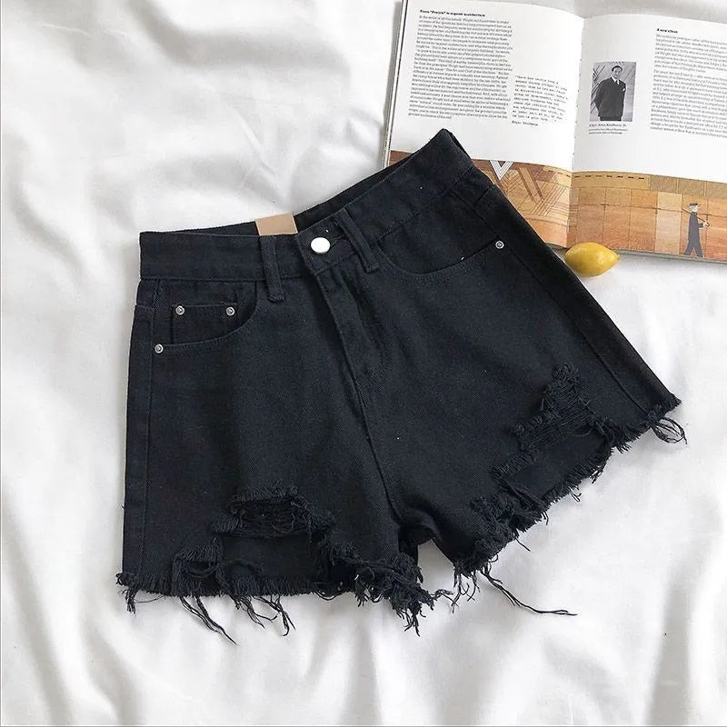 Fashion Casual Tassel Ripped Shorts Women 2026 Summer High Waist Denim Jeans Y2K Hot Pants Streetwear Korean Blue Cowboy Shorts by DERILUJA LLC