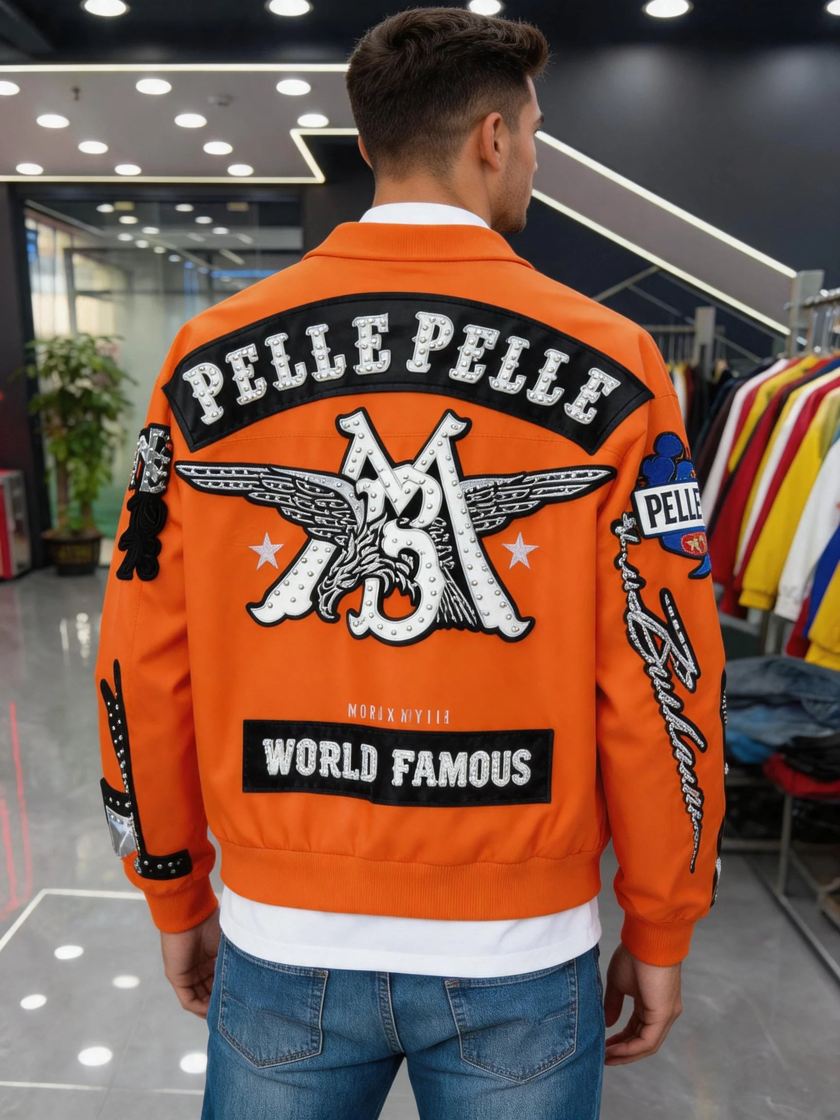 Hip-hop eagle embroidery leather jackets cool flame decoration baseball streetwear autumn and winter jacket men clothing by DERILUJA LLC