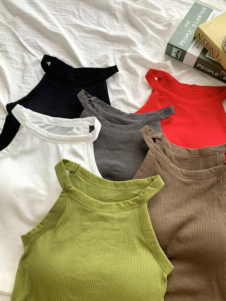 Women's Small Strap Vest Outdoor Wear Summer Beautiful Ba Sports Yoga Hanging Ne Top with Chest Pad Matching Underwear by DERILUJA LLC