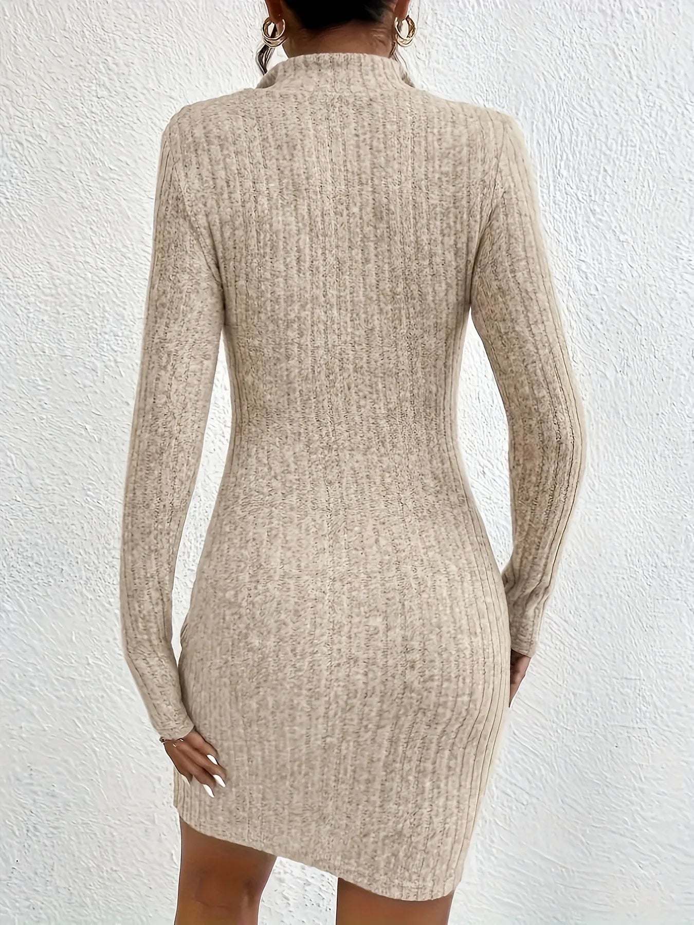 Fashion Solid Mini Dress Casual Plain Long Sleeve Bodycon Party Hip Wrap Dresses Robe by DERILUJA LLC