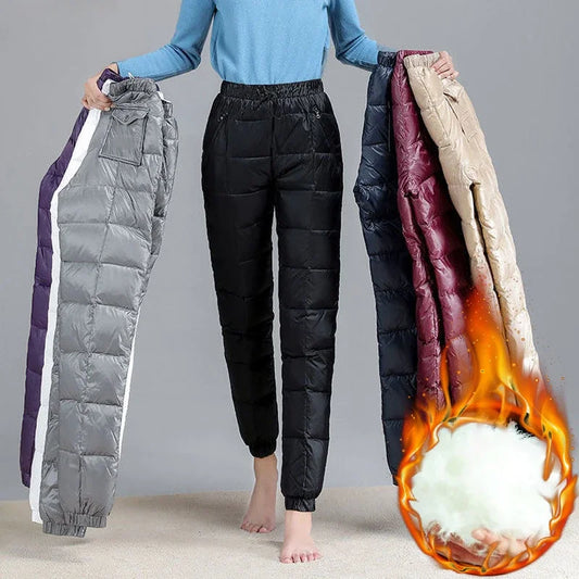 Women Casual Cotton Pantalones Oversize 4XL Warm Winter Jogger Pants Windproof Elastic High Waist Sweatpants Snow Wear Capris by DERILUJA LLC