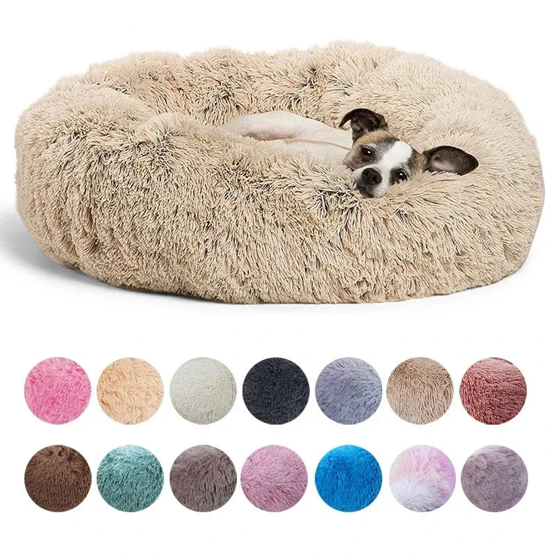 40-90cm Round Pet Bed for Large Dog Bed Super Soft Cat Bed Long Plush Dog House for Medium Dog House Winter Warm Sleeping by Badon Shop LLC