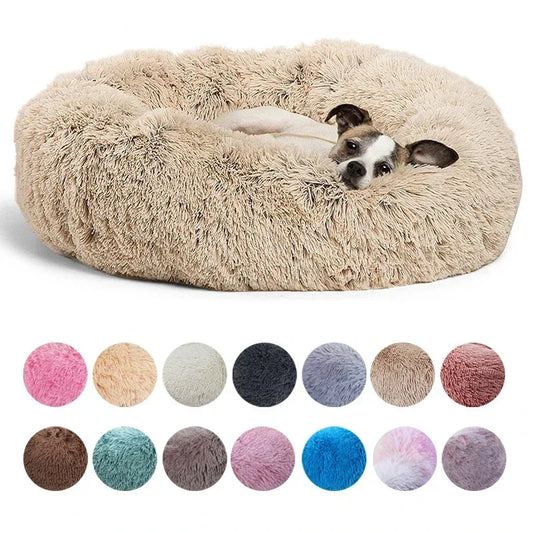 40-90cm Round Pet Bed for Large Dog Bed Super Soft Cat Bed Long Plush Dog House for Medium Dog House Winter Warm Sleeping by Badon Shop LLC