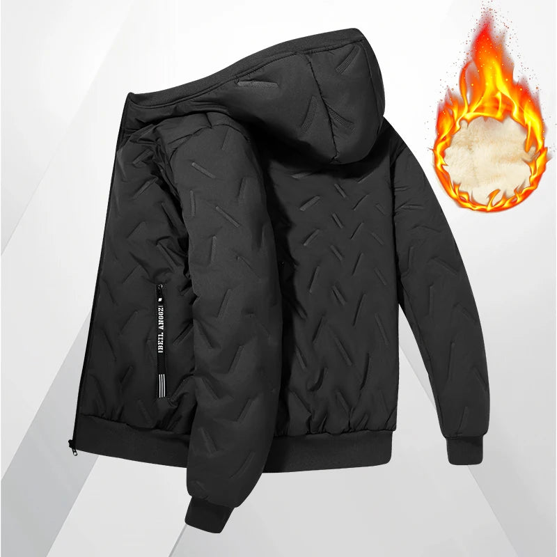 Men's hooded warm short jacket winter zipper pocket jacket outdoor sports and leisure work clothes windproof cotton jacket by Badon Shop LLC
