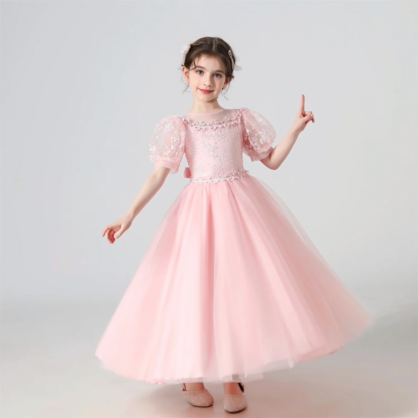 Girl Flower Dress Lace Embroidered Wedding Princess Dress Host Performance Costume Gown Christmas Party Evening Dresses by DERILUJA LLC