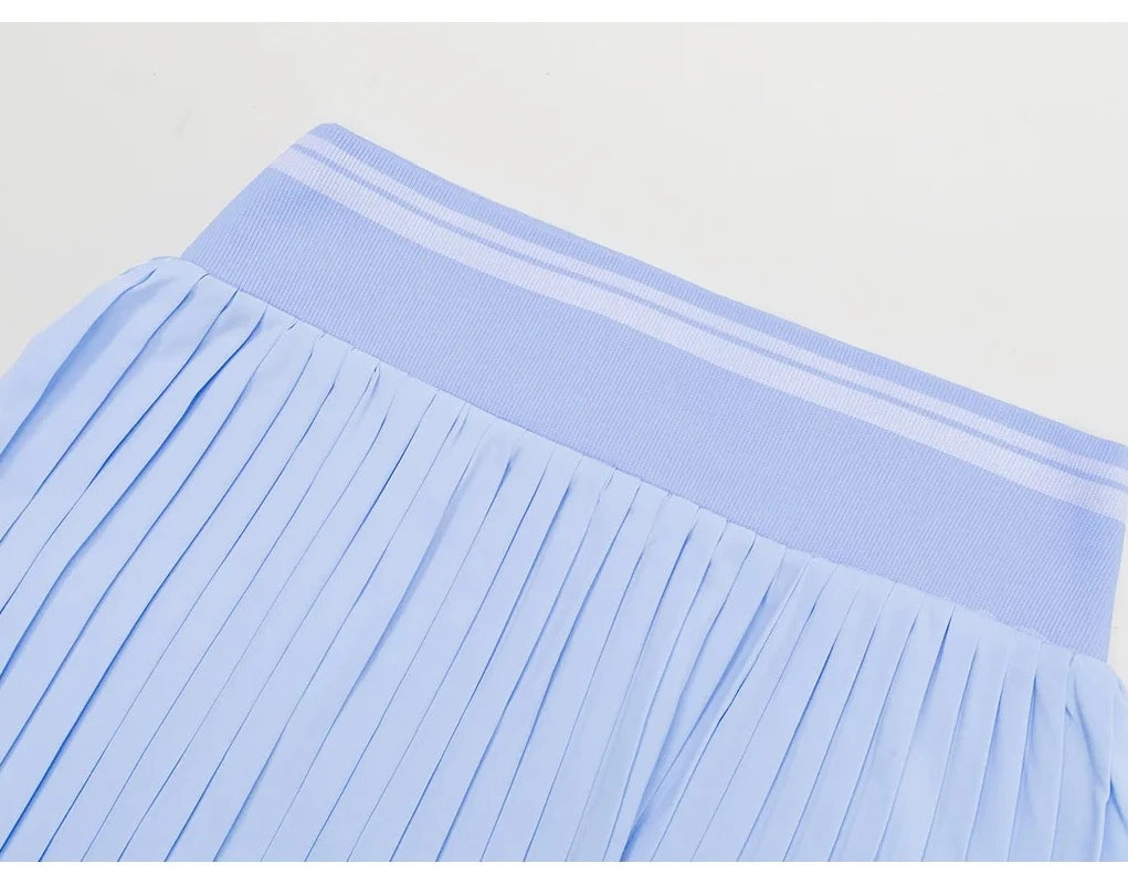 Summer Anti-Glare Tennis Skirts A-line Pleated Yoga Shorts Skirts Women High Waist Sports Fitness Skirt Gym Workout Sportswear by DERILUJA LLC