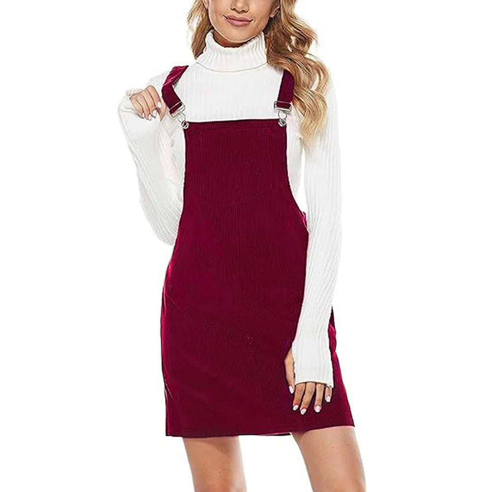 Mini Dress A Line Cute Jumper Dress &Pockets For Teenager Adjustable Shoulder by DERILUJA LLC
