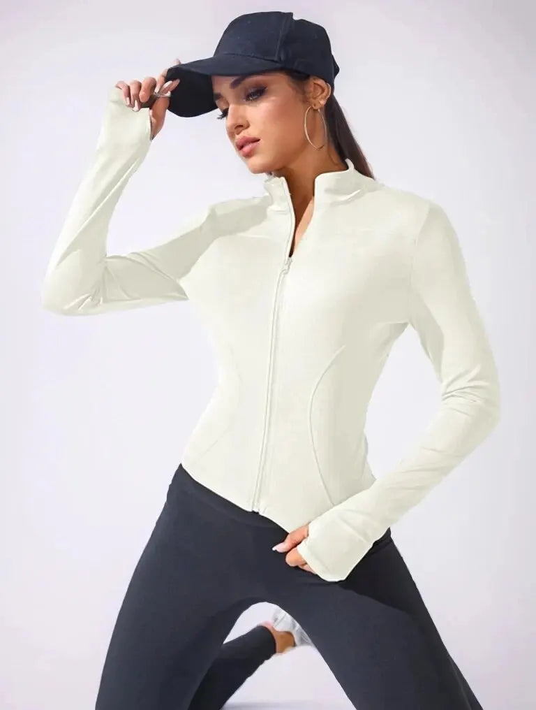 2024 New Yoga Coat Short Sports Jacket WOMEN'S Fitness Clothes Slimming Body Sculpting Zipper Yoga Jacket by DERILUJA LLC