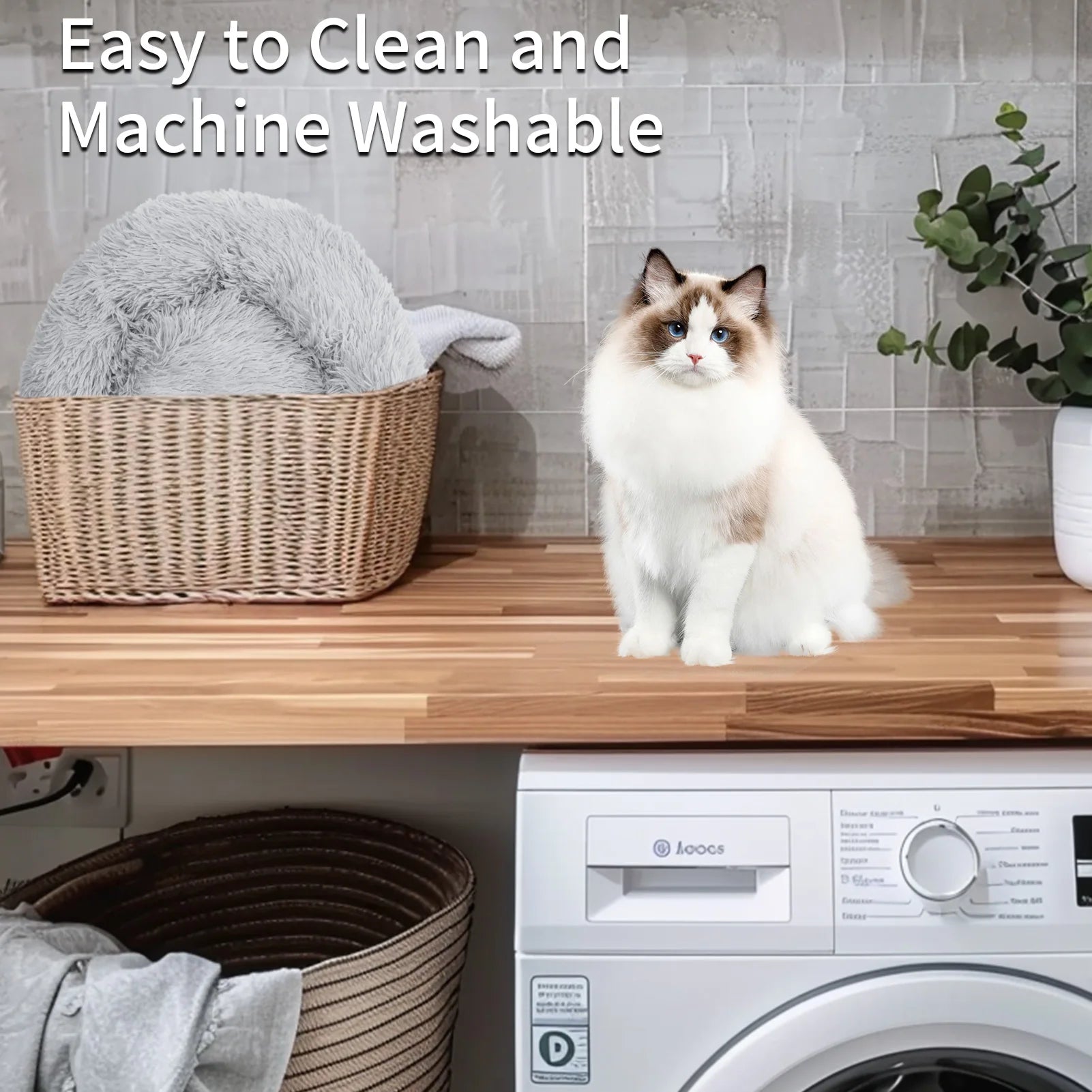 50cm Round Pet Bed Calming Dog & Cat Anti-Anxiety Donut Cuddler Round Cozy Ultra Kennel Washable Plush Cushion Winter Warm Sleep