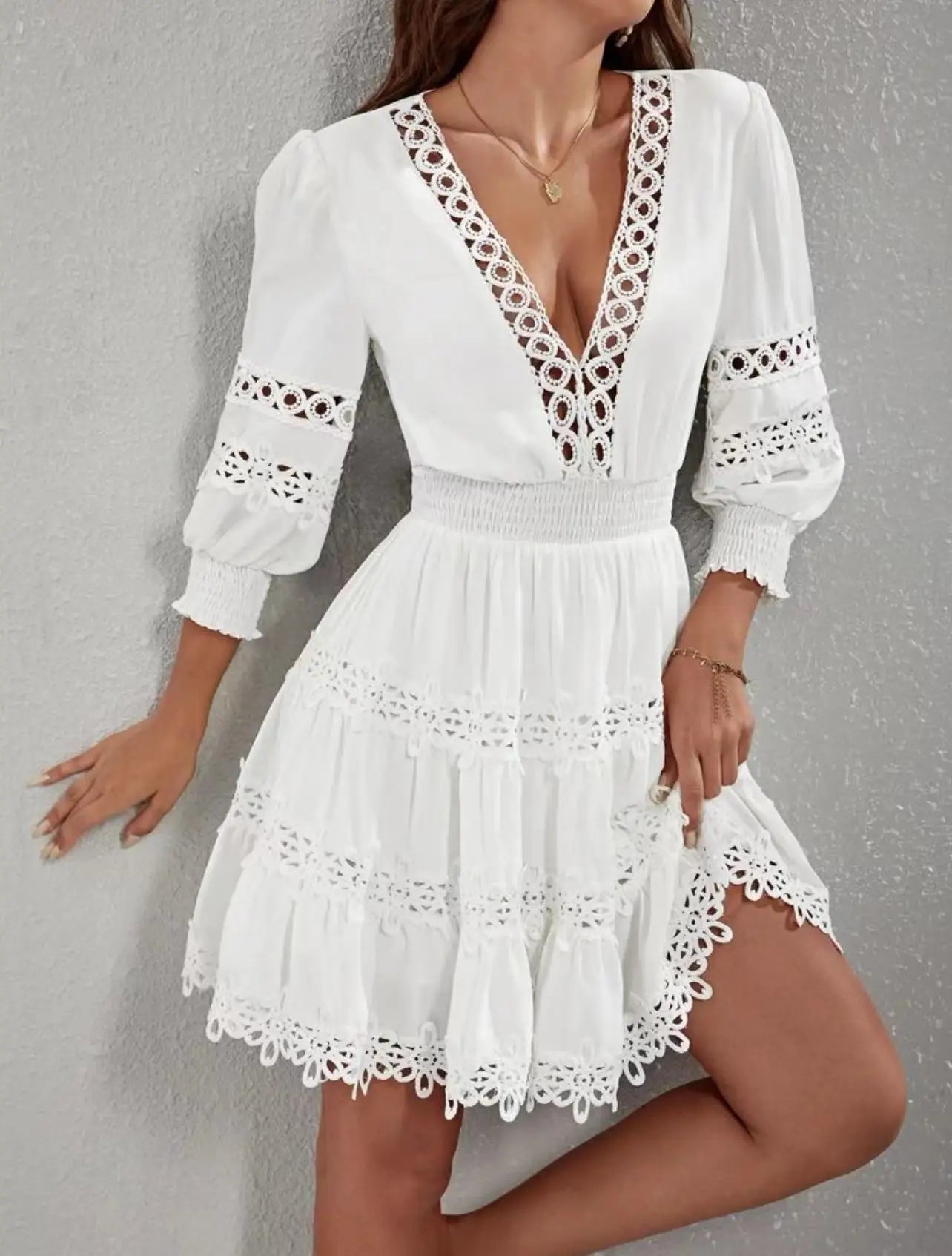 Mini Dress Women Spring Casual Elegant Vintage Patchwork Office Dresses For Women Robe by DERILUJA LLC