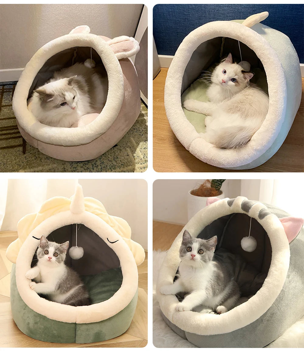 Deep Sleep Cat Bed Cartoon Pet Bed Foldable Removable Washable Pet Sleeping Bed for Small Dog Mat Bag Cave Cats Bed by Badon Shop LLC