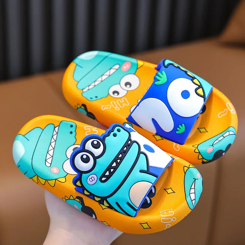 Cartoon Dinosaur Children Slippers Boy Girls Casual Shoes Flat Beach Water Shoes Indoor Soft Kids Cute Flip Flops for Boy Girl by DERILUJA LLC