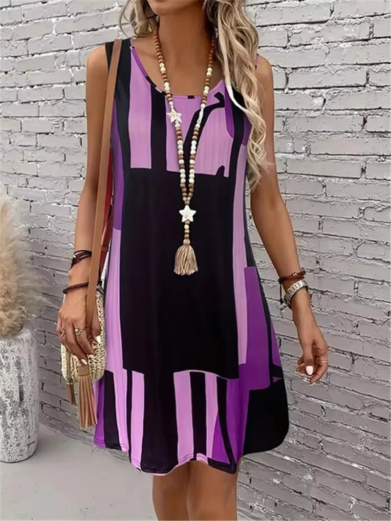 Fashion Plaid Graphic Women Mini Dresses Summer Sleeveless 3D Printed High Street Ladies A-Line Dress 3XL Big Size Casual Dress 2026 by DERILUJA LLC