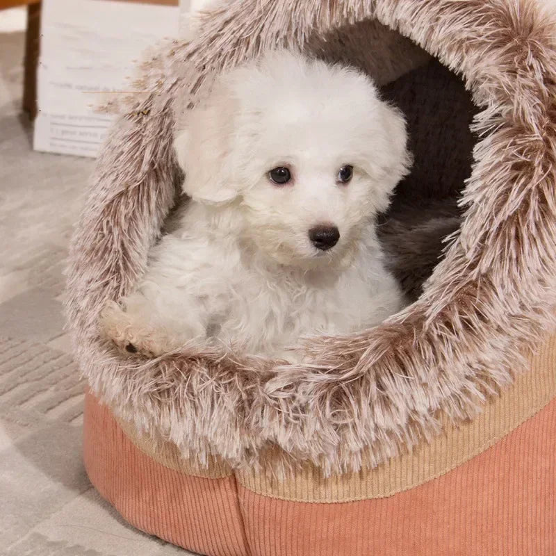 Pet House for Small Dog Cat Bed House Portable Enclosed Plush Pet Kitten Nest Winter Warm Soft Pet Cave Kennel Deep Sleep Sofa by Badon Shop LLC