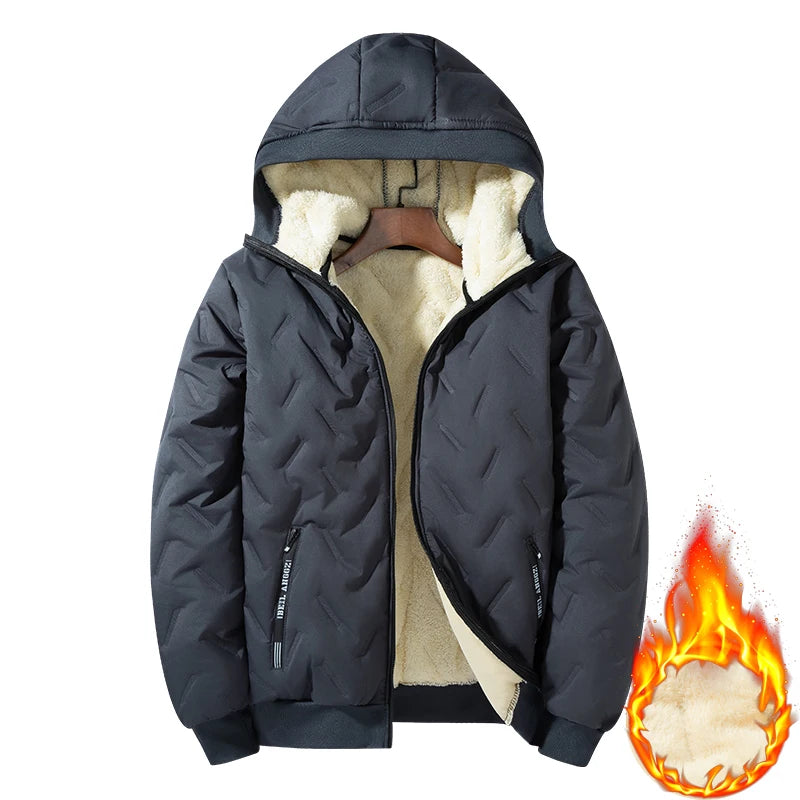 Men's hooded warm short jacket winter zipper pocket jacket outdoor sports and leisure work clothes windproof cotton jacket by Badon Shop LLC