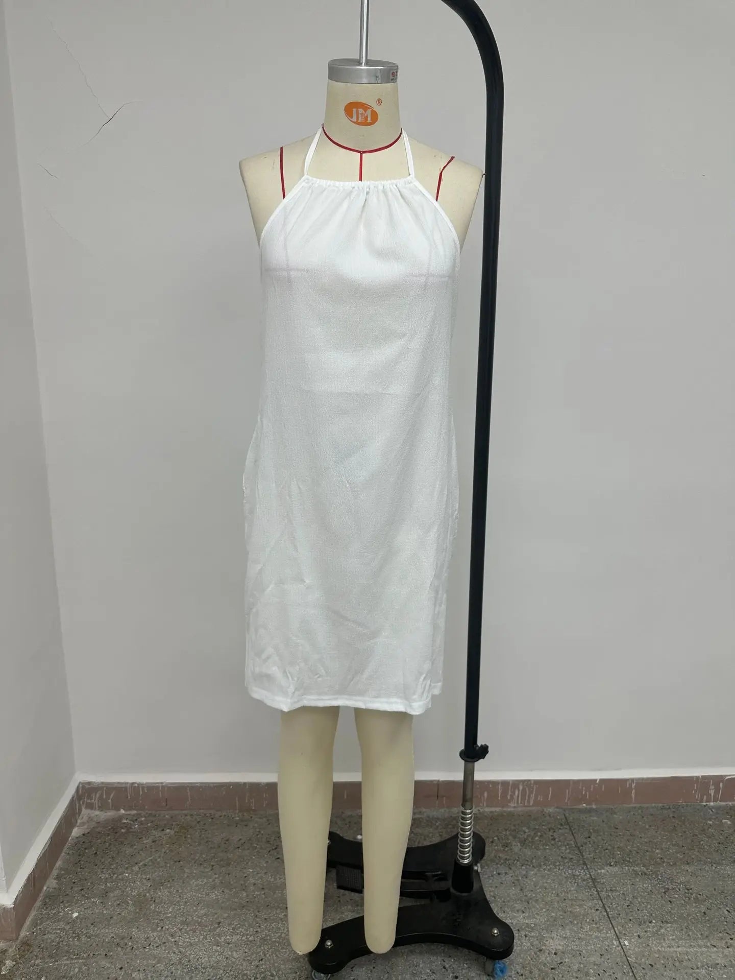 fashion plain color backless  spaghetti strap dress