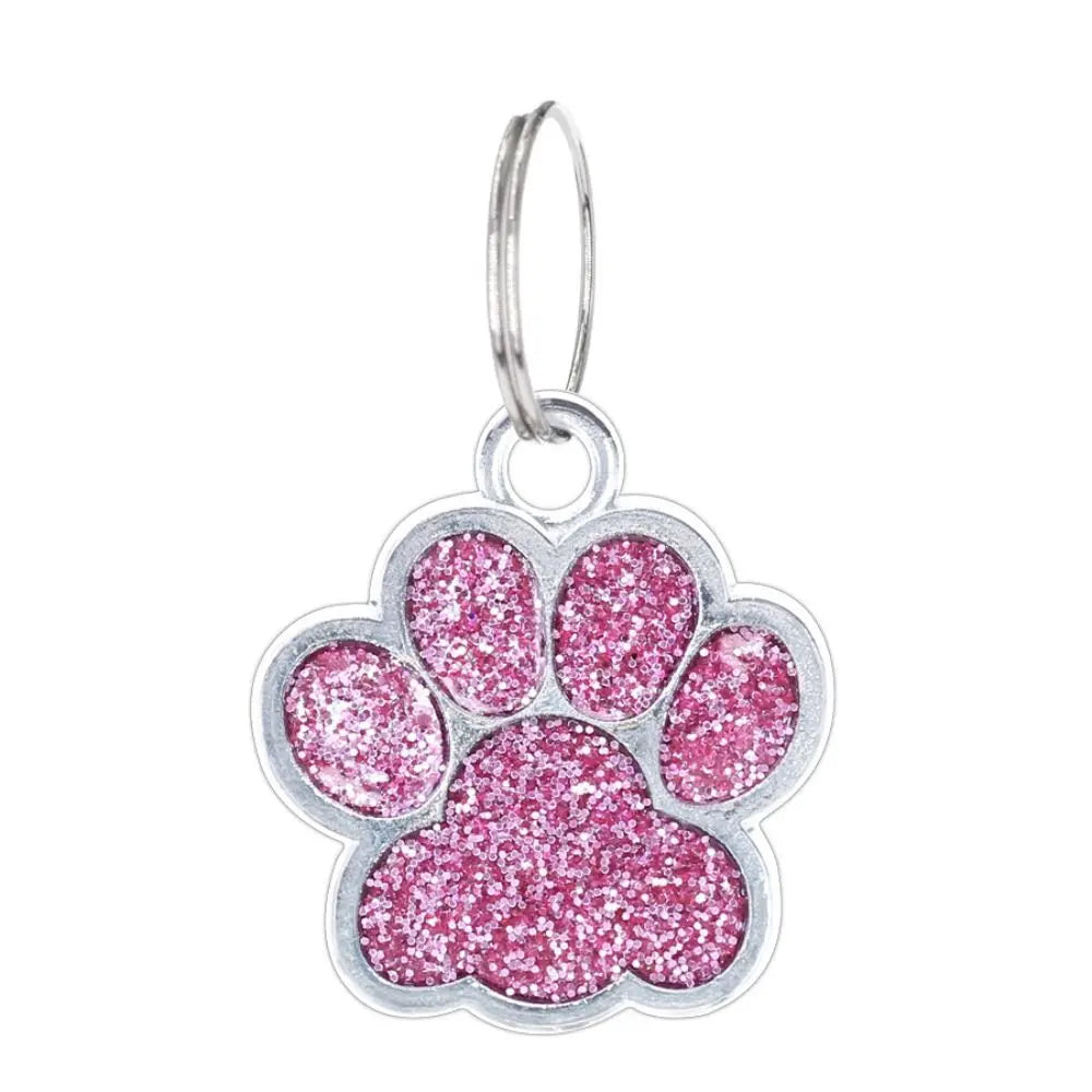 Cat Dog Paw Print Dog Cat Tags Personalized Anti-Lost Pet Glitter Pendant with Hook Exquisite Pet Collar Tag Pendant Puppy by DERILUJA LLC