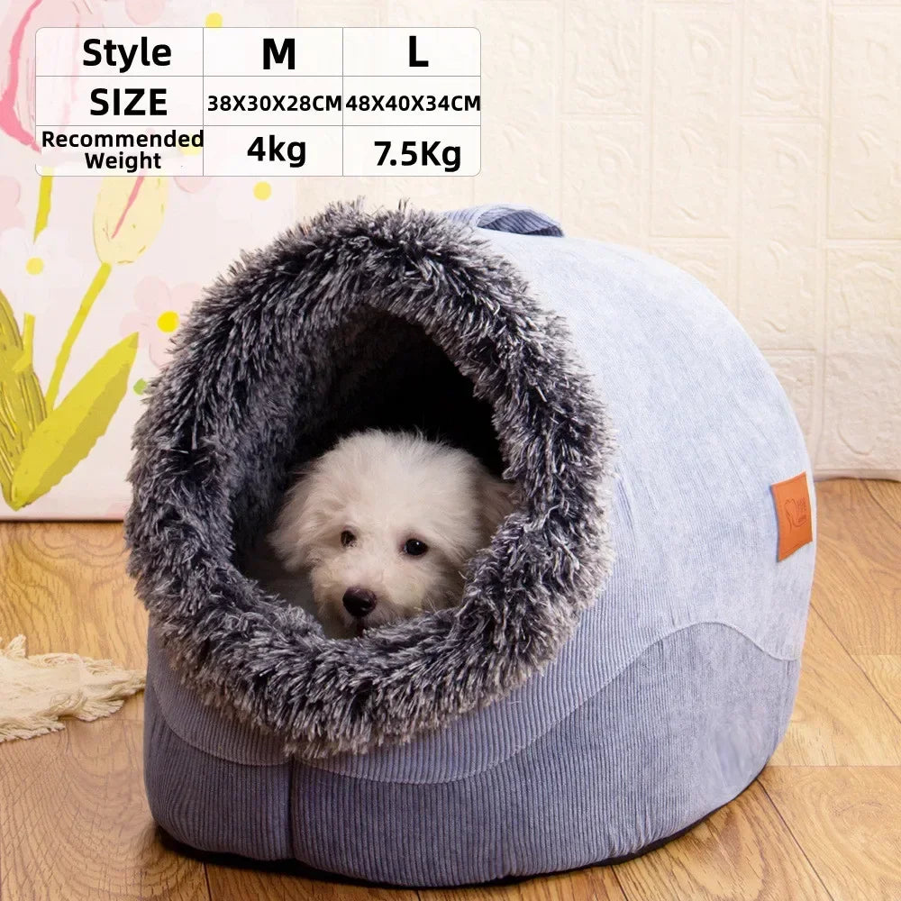 Pet House for Small Dog Cat Bed House Portable Enclosed Plush Pet Kitten Nest Winter Warm Soft Pet Cave Kennel Deep Sleep Sofa by Badon Shop LLC