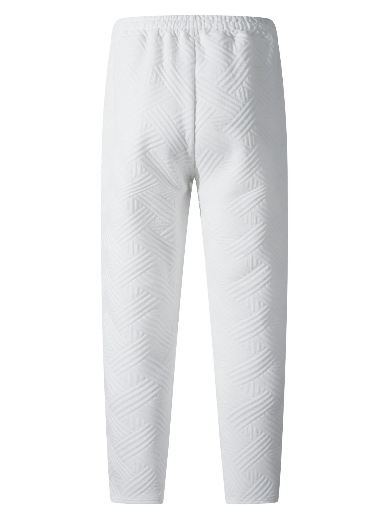 Men's sporty casual trousers, fashionable jacquard elastic waist street pants, solid-color loose all-season pants by DERILUJA LLC