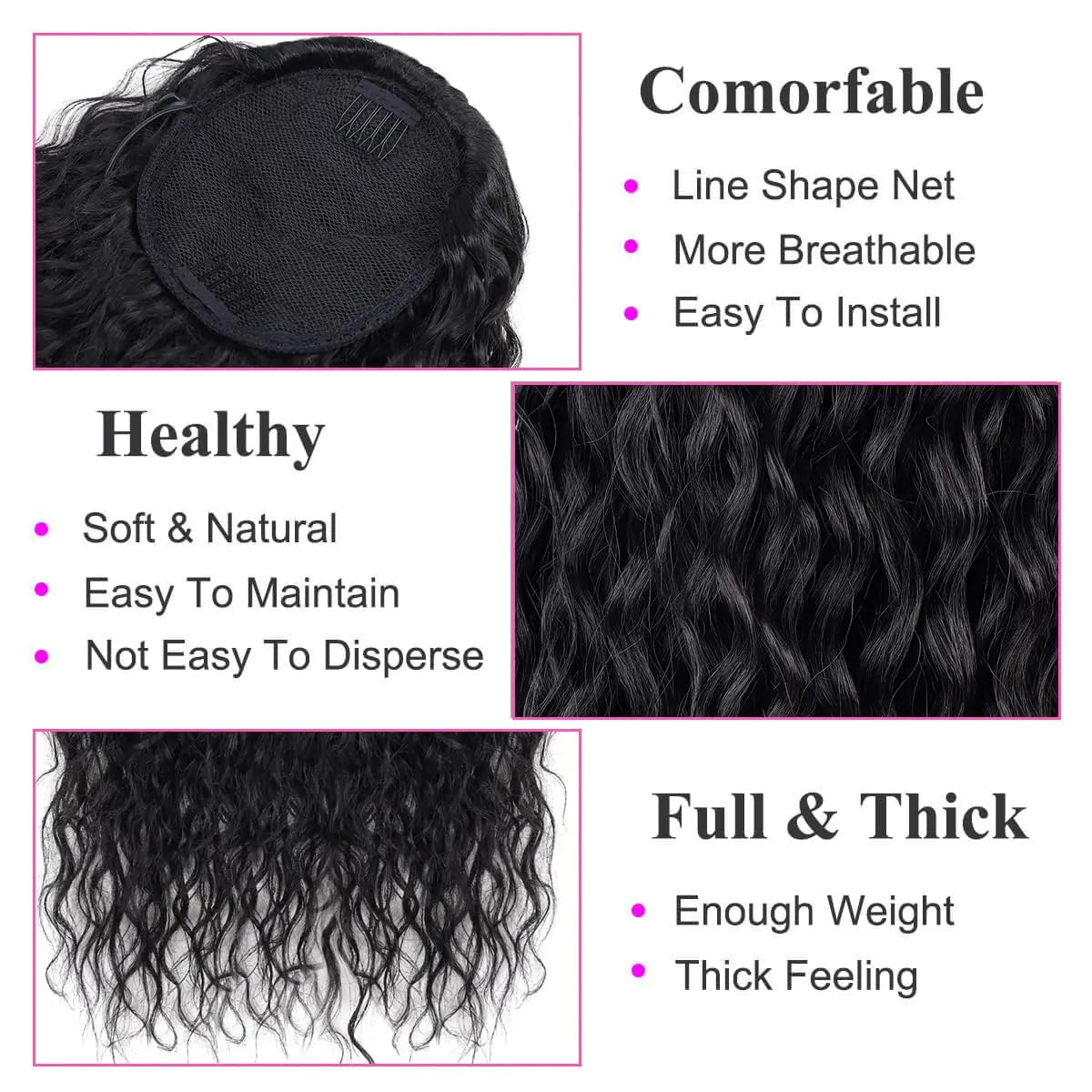 Synthetic Wig 24inch Long Curly Wave Drawstring Ponytail HairPieces Extension Heat Resistant Clip in For Women Girl by DERILUJA LLC