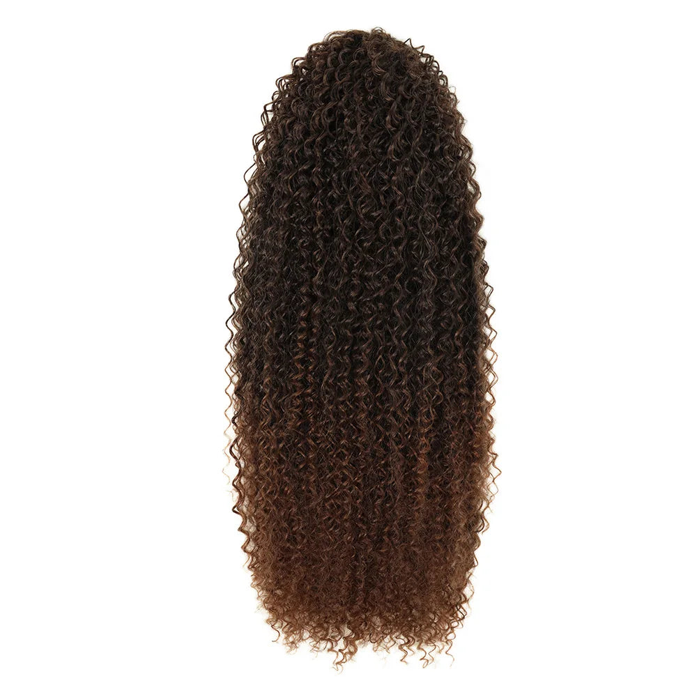 Synthetic Ponytail 24inch Kinky Curly Ponytail Drawstring Chip-In Hair Extension Organic Overhead Ponytail For Women by DERILUJA LLC