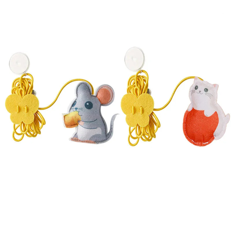 Pet Cat Toys Elasticity Retractable Hanging Door Type Interactive Toy For Kitten Mouse Catnip Scratch Rope Toy Pet Supplies by DERILUJA LLC