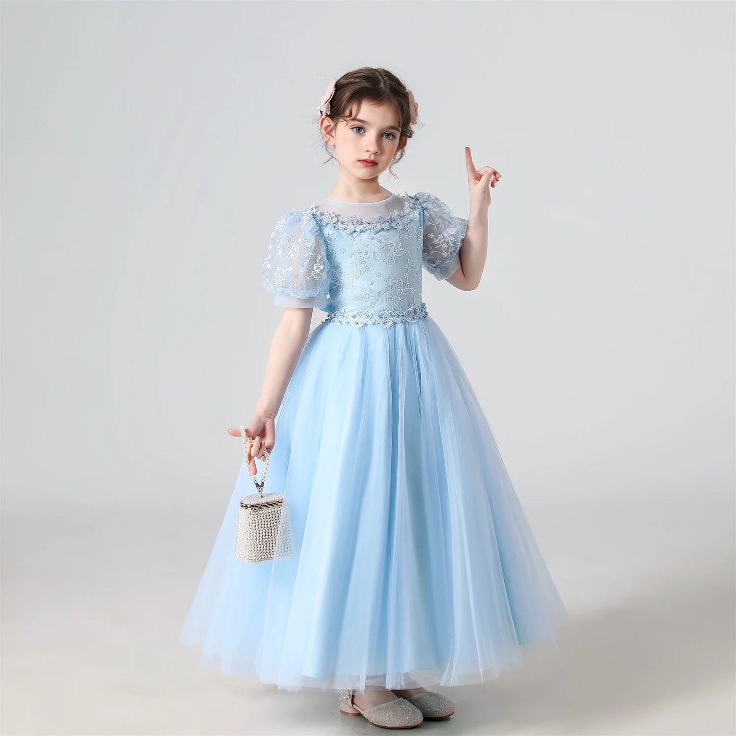 Girl Flower Dress Lace Embroidered Wedding Princess Dress Host Performance Costume Gown Christmas Party Evening Dresses by DERILUJA LLC