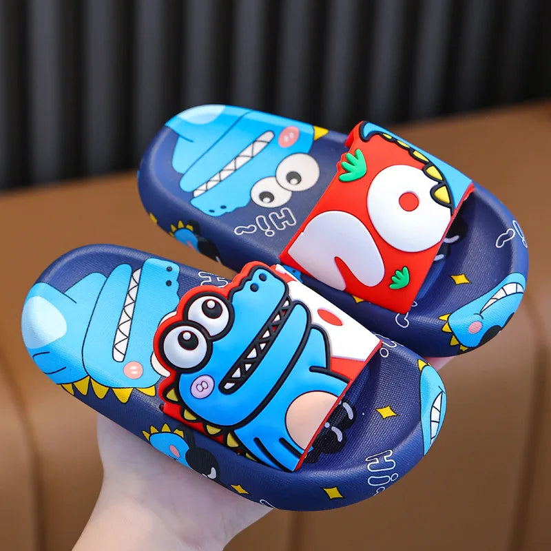 Cartoon Dinosaur Children Slippers Boy Girls Casual Shoes Flat Beach Water Shoes Indoor Soft Kids Cute Flip Flops for Boy Girl by DERILUJA LLC