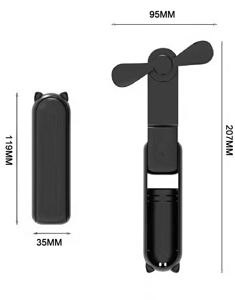 Foldable Rechargeable Mini Fan by DERILUJA LLC