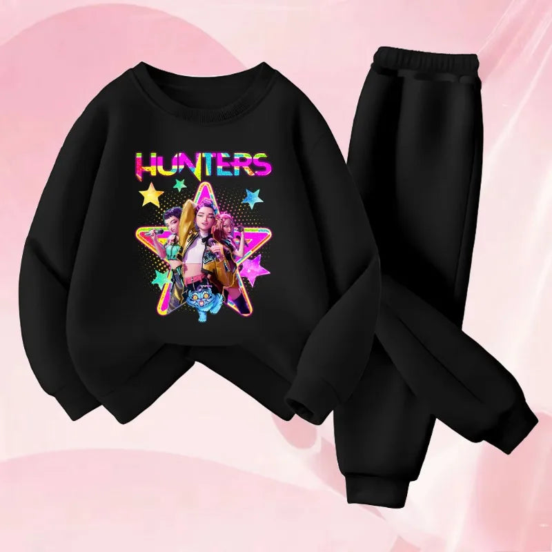 Girls Spring Autumn Cartoon Printed 2pcs Sets Children's Fashion Sweatshirts and Sweatpants Sets Baby Kids Casual Pullover Sets by DERILUJA LLC