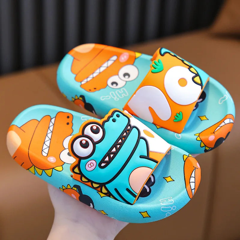 Cartoon Dinosaur Children Slippers Boy Girls Casual Shoes Flat Beach Water Shoes Indoor Soft Kids Cute Flip Flops for Boy Girl by DERILUJA LLC
