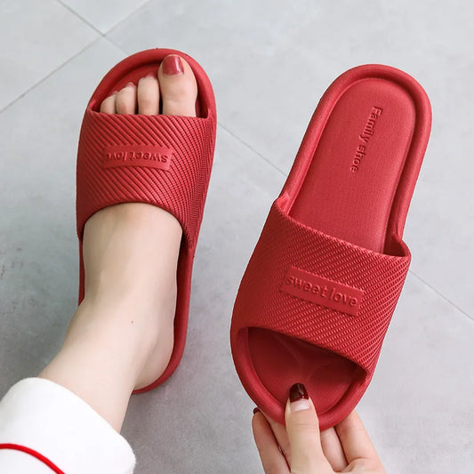 Summer Bathroom Slippers Men Women Non-slip Fashion Slides Indoor House EVA Slippers Woman Couples at Home Happy Flops LX021 by DERILUJA LLC