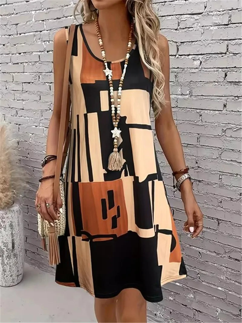 Fashion Plaid Graphic Women Mini Dresses Summer Sleeveless 3D Printed High Street Ladies A-Line Dress 3XL Big Size Casual Dress 2026 by DERILUJA LLC