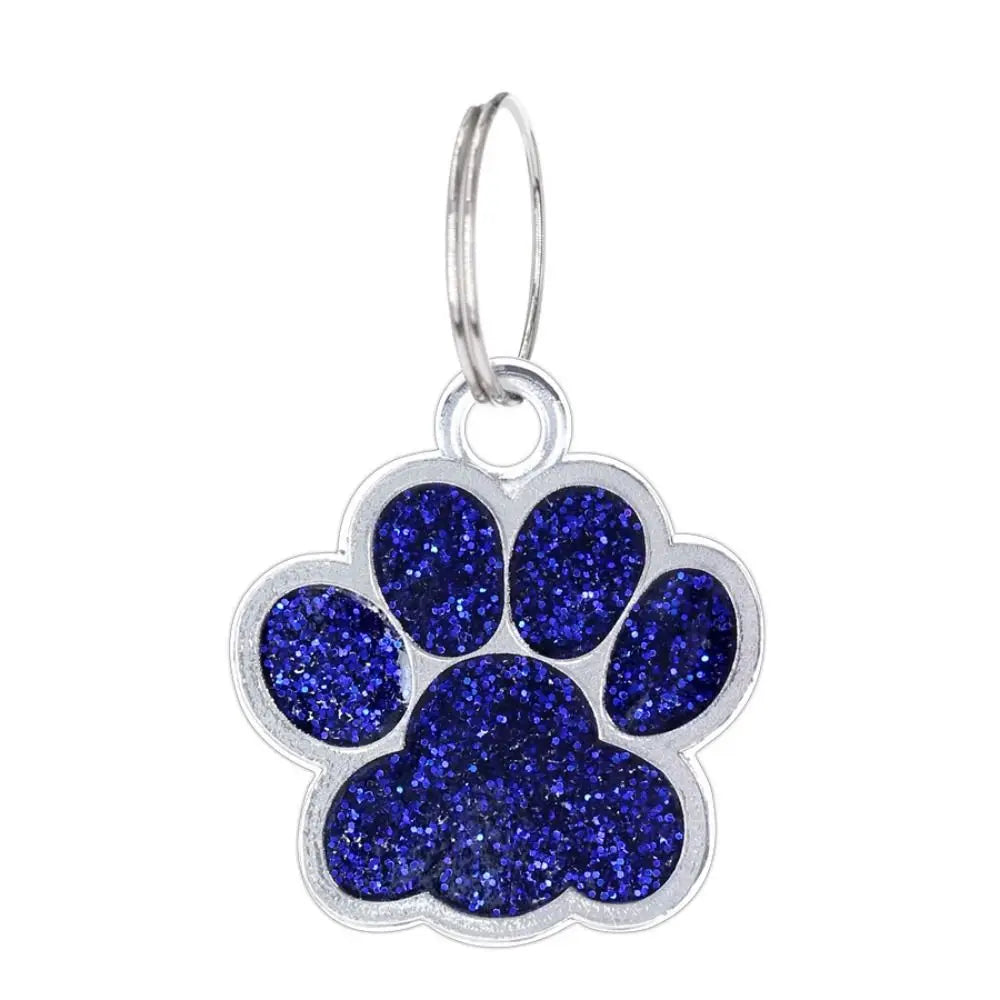 Cat Dog Paw Print Dog Cat Tags Personalized Anti-Lost Pet Glitter Pendant with Hook Exquisite Pet Collar Tag Pendant Puppy by DERILUJA LLC