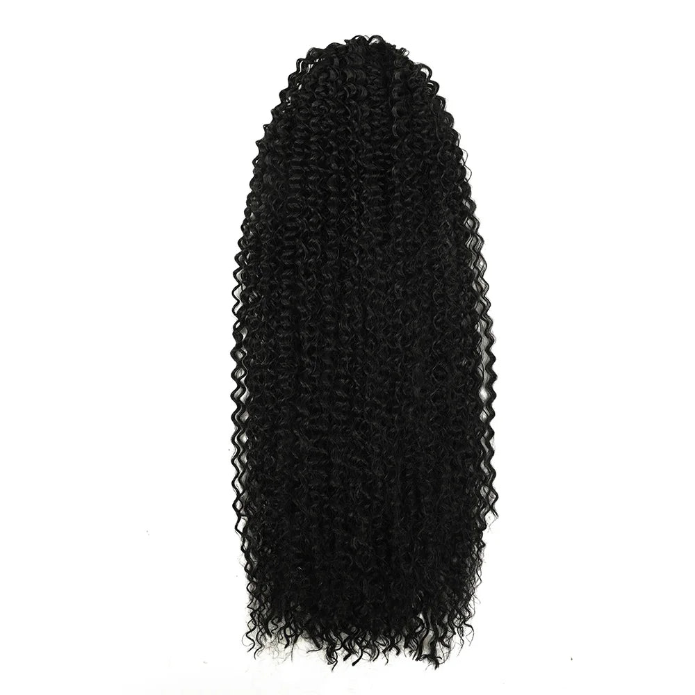 Synthetic Ponytail 24inch Kinky Curly Ponytail Drawstring Chip-In Hair Extension Organic Overhead Ponytail For Women by DERILUJA LLC