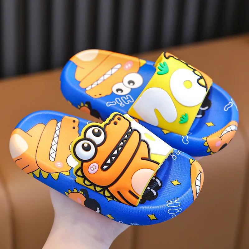 Cartoon Dinosaur Children Slippers Boy Girls Casual Shoes Flat Beach Water Shoes Indoor Soft Kids Cute Flip Flops for Boy Girl by DERILUJA LLC