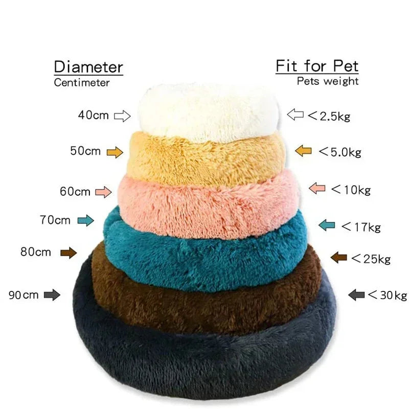 40-90cm Round Pet Bed for Large Dog Bed Super Soft Cat Bed Long Plush Dog House for Medium Dog House Winter Warm Sleeping by Badon Shop LLC