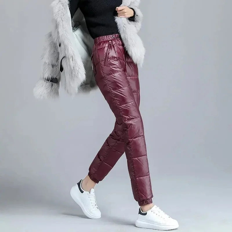 Women Casual Cotton Pantalones Oversize 4XL Warm Winter Jogger Pants Windproof Elastic High Waist Sweatpants Snow Wear Capris by DERILUJA LLC