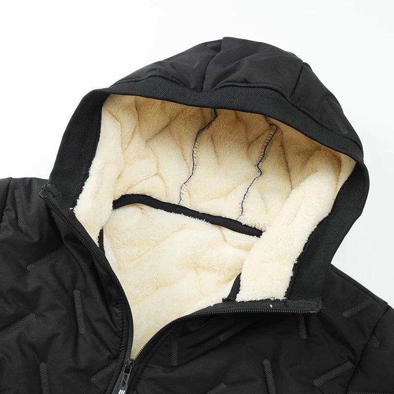 Men's hooded warm short jacket winter zipper pocket jacket outdoor sports and leisure work clothes windproof cotton jacket by Badon Shop LLC