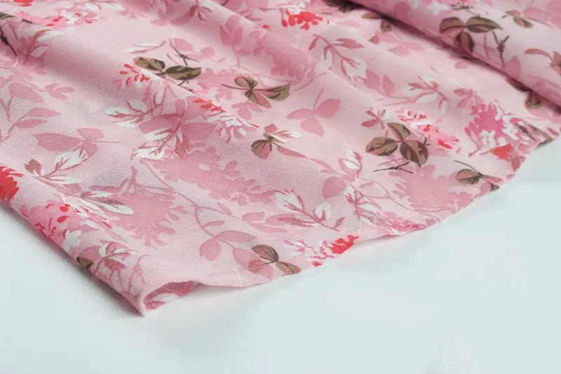 Spring Summer Fashion Women V Neck Short Sleeve Loose Chic Floral Printed Dress by DERILUJA LLC