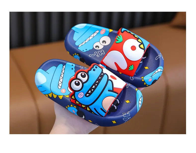 Cartoon Dinosaur Children Slippers Boy Girls Casual Shoes Flat Beach Water Shoes Indoor Soft Kids Cute Flip Flops for Boy Girl by DERILUJA LLC