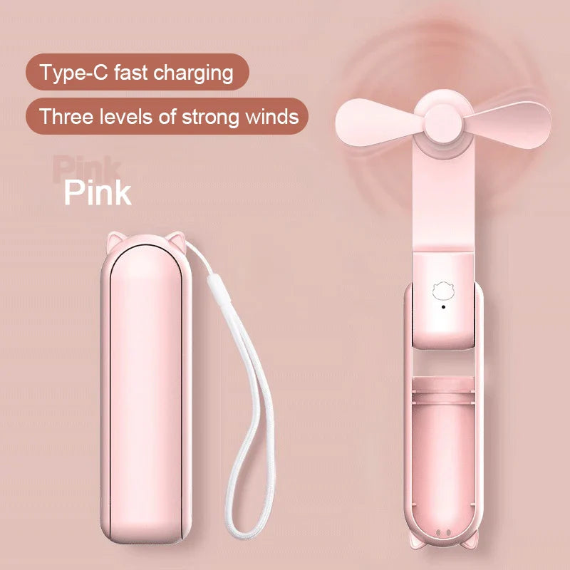 Foldable Rechargeable Mini Fan by DERILUJA LLC