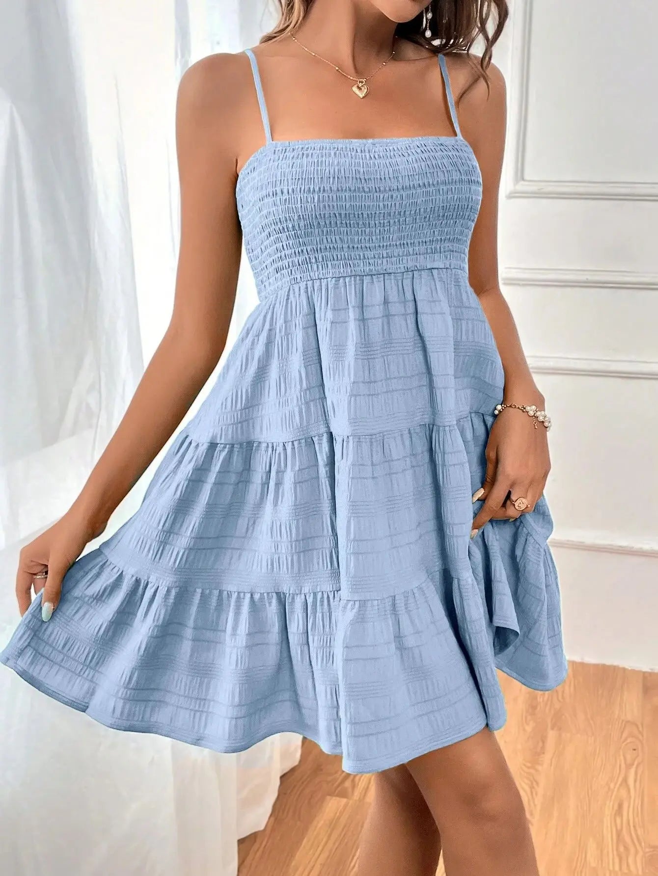 Dress Summer Casual Vacation Beach Wear by DERILUJA LLC