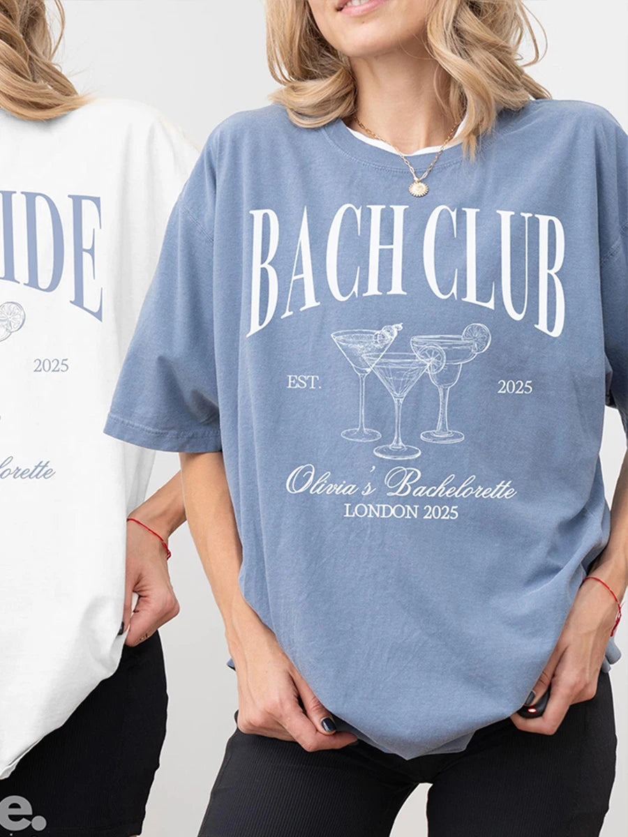 The Bach Club Hen Do T Shirt Hen Party Cocktail Shirt Bachelorette Funny Comfort Shirts Cotton Y2K Top Daily Trendy Streetwear 2026 by DERILUJA LLC