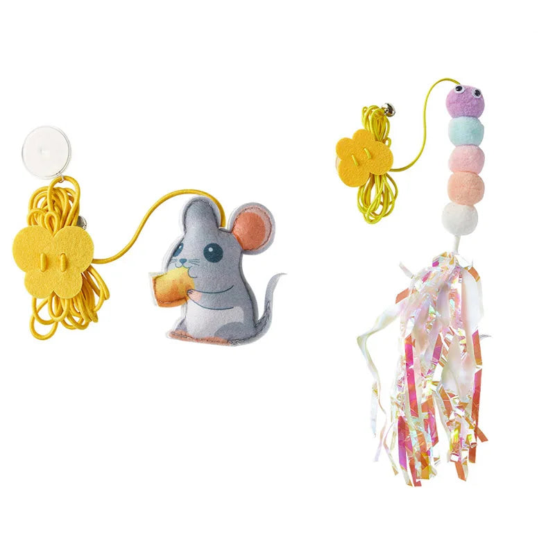 Pet Cat Toys Elasticity Retractable Hanging Door Type Interactive Toy For Kitten Mouse Catnip Scratch Rope Toy Pet Supplies by DERILUJA LLC