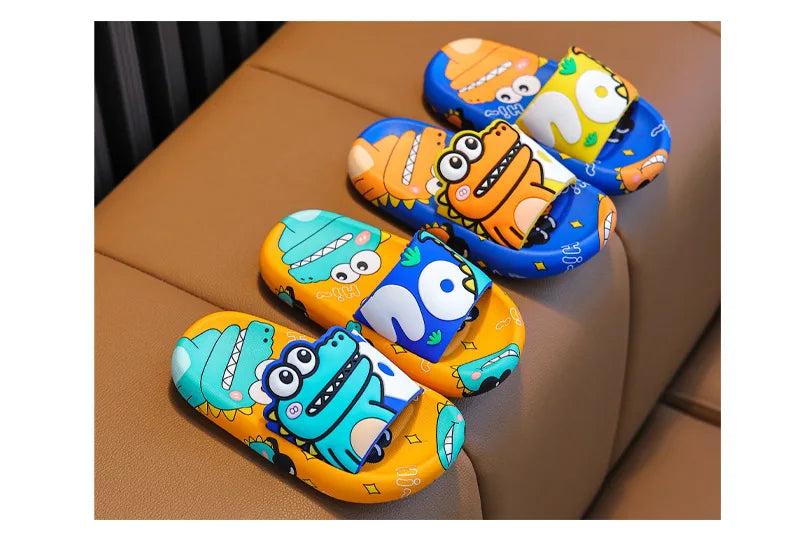 Cartoon Dinosaur Children Slippers Boy Girls Casual Shoes Flat Beach Water Shoes Indoor Soft Kids Cute Flip Flops for Boy Girl by DERILUJA LLC